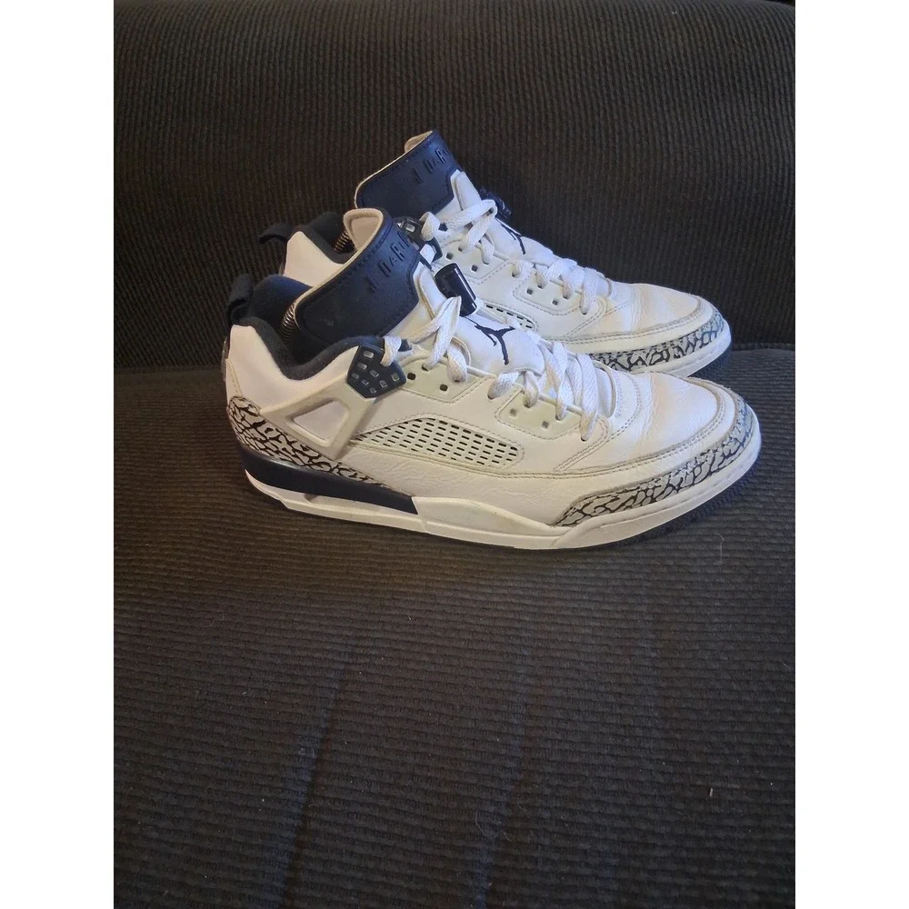 Nike Air Jordan Spizike Low White Midnight Navy Elephant Print Sneakers Mens 8.5